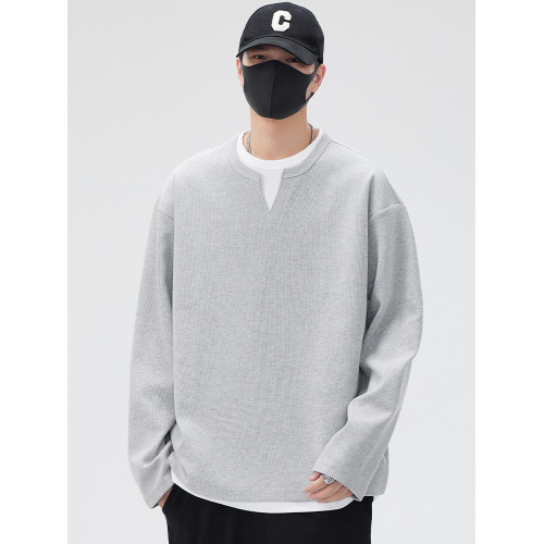 假兩件衛衣男春秋季2025冬款潮牌休閒寬松加絨厚長袖T恤打底衫男 假兩件衛衣男春秋季2025冬款潮牌休閒寬松加絨厚長袖T恤打底衫男