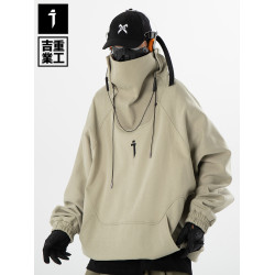吉業重工秋季新款嘻哈潮牌機能高領機能衛衣男女寬松休閒套頭外套