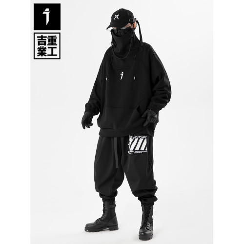 吉業重工秋季新款嘻哈潮牌機能高領機能衛衣男女寬松休閒套頭外套 吉業重工秋季新款嘻哈潮牌機能高領機能衛衣男女寬松休閒套頭外套