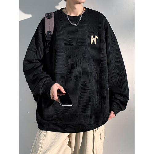 美式圓領衛衣男士款秋季新款潮牌大碼加絨寬松胖子oversize外套 美式圓領衛衣男士款秋季新款潮牌大碼加絨寬松胖子oversize外套