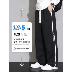 加絨加厚褲子男士春秋季直筒休閒長褲寬松運動冬款青少年男生衛褲