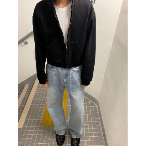 來自街頭kanye侃爺純色重磅連帽短寬帽衫美式高街Boxy開衫衛衣男 來自街頭kanye侃爺純色重磅連帽短寬帽衫美式高街Boxy開衫衛衣男