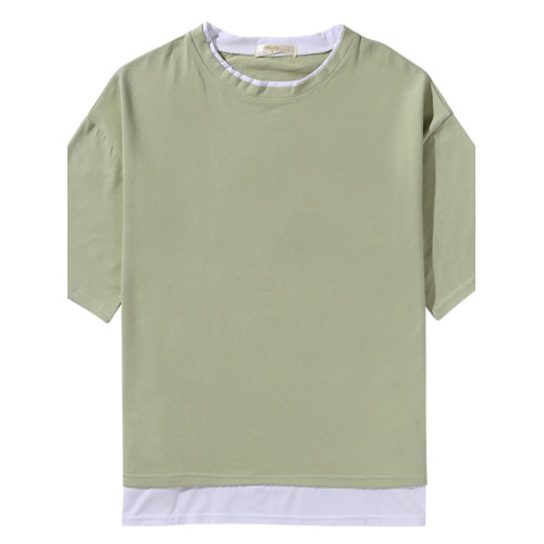 春夏季假兩件衛衣男短袖套頭港風bf寬松韓版潮流學生ins潮百搭T恤 春夏季假兩件衛衣男短袖套頭港風bf寬松韓版潮流學生ins潮百搭T恤