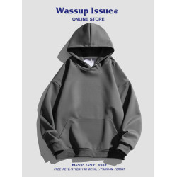WASSUP ISSUE美式連帽衛衣男款春秋季重磅男生衣服情侶上衣外套男