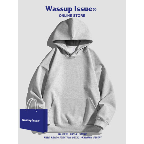 WASSUP ISSUE美式連帽衛衣男款春秋季重磅男生衣服情侶上衣外套男