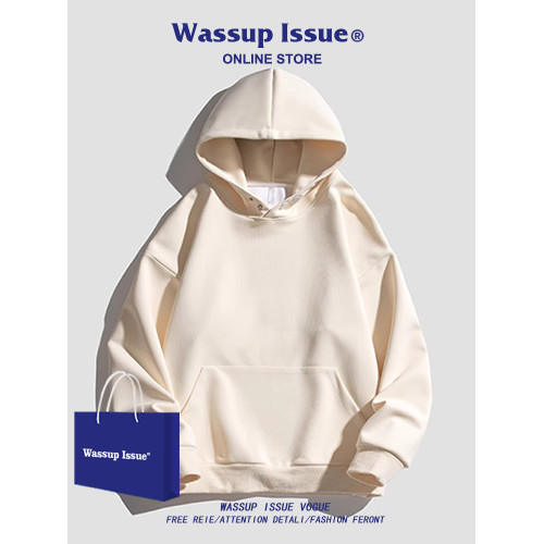 WASSUP ISSUE美式連帽衛衣男款春秋季重磅男生衣服情侶上衣外套男