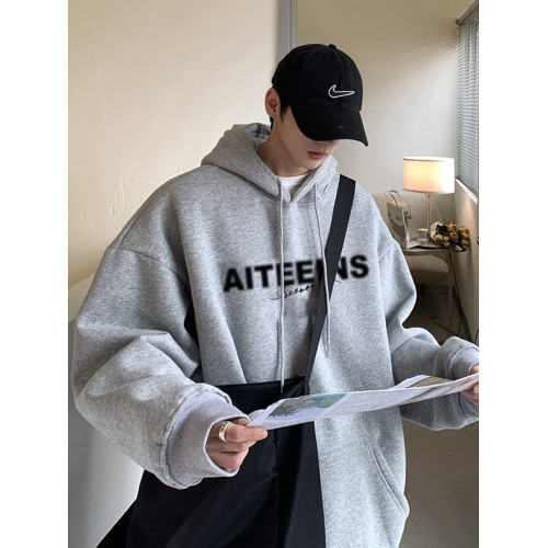 灰色衛衣男2025新款春秋款加絨美式高街重磅大碼連帽上衣情侶外套 灰色衛衣男2025新款春秋款加絨美式高街重磅大碼連帽上衣情侶外套