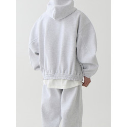 加絨連帽衛衣套裝男士春秋季美式重磅拉鍊外套寬松休閒運動風衛褲