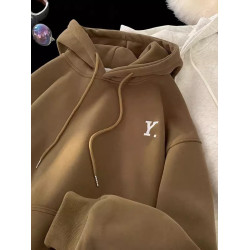 純棉嘻哈字母印花美式港風男女秋冬寬松情侶潮牌重磅加絨連帽衛衣