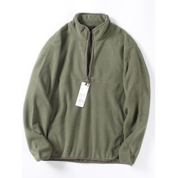 島國 輕盈280g搖粒絨情侶半拉鍊衛衣 秋冬速熱保暖寬松套頭衫潮