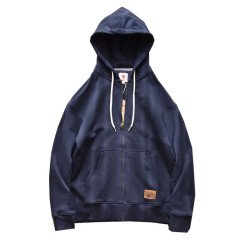 日系簡約！針織棉磨毛圈連帽衛衣男女開衫 日系寬松休閒運動外套