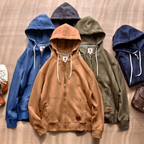 日系簡約!針織棉磨毛圈連帽衛衣男女開衫 日系寬松休閒運動外套 日系簡約!針織棉磨毛圈連帽衛衣男女開衫 日系寬松休閒運動外套