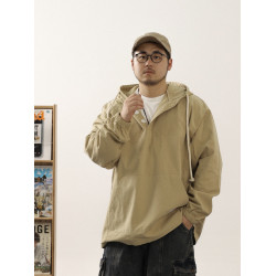 LIIISTORE2024秋款純棉素色簡約工裝帽衫寬松濶版休閒連帽衛衣