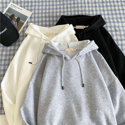 bf原宿風新款純色衛衣男女套頭秋冬季休閒韓版寬松帶帽加絨帽衫潮 bf原宿風新款純色衛衣男女套頭秋冬季休閒韓版寬松帶帽加絨帽衫潮