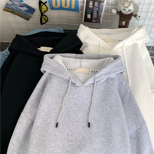 bf原宿風新款純色衛衣男女套頭秋冬季休閒韓版寬松帶帽加絨帽衫潮 bf原宿風新款純色衛衣男女套頭秋冬季休閒韓版寬松帶帽加絨帽衫潮