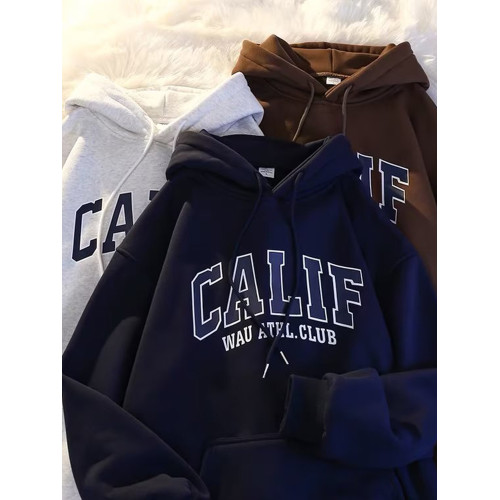 連帽衛衣男生秋冬季加絨加厚寬松上衣情侶慵懶風ins潮牌運動外套 連帽衛衣男生秋冬季加絨加厚寬松上衣情侶慵懶風ins潮牌運動外套