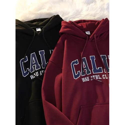 連帽衛衣男生秋冬季加絨加厚寬松上衣情侶慵懶風ins潮牌運動外套 連帽衛衣男生秋冬季加絨加厚寬松上衣情侶慵懶風ins潮牌運動外套