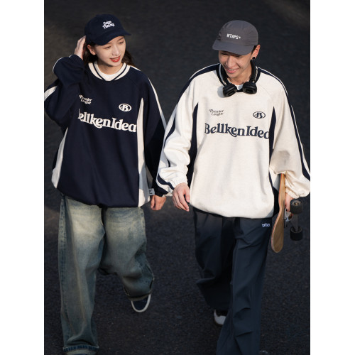 BELLKENIDEA 440G重磅寬松拼接復古棒球圓領衛衣運動男女球衣潮牌 BELLKENIDEA 440G重磅寬松拼接復古棒球圓領衛衣運動男女球衣潮牌