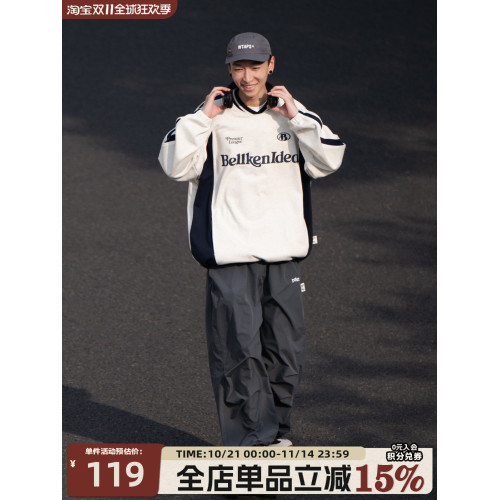 BELLKENIDEA 440G重磅寬松拼接復古棒球圓領衛衣運動男女球衣潮牌 BELLKENIDEA 440G重磅寬松拼接復古棒球圓領衛衣運動男女球衣潮牌