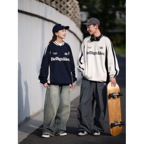 BELLKENIDEA 440G重磅寬松拼接復古棒球圓領衛衣運動男女球衣潮牌 BELLKENIDEA 440G重磅寬松拼接復古棒球圓領衛衣運動男女球衣潮牌