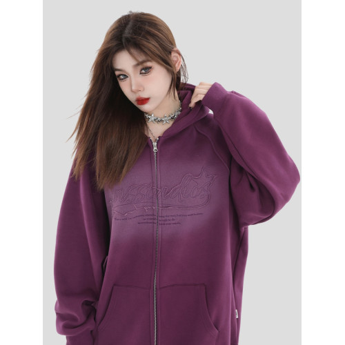 INSstudios 國潮牌情侶美式噴繪貼布綉連帽衛衣加絨拉鍊外套 INSstudios 國潮牌情侶美式噴繪貼布綉連帽衛衣加絨拉鍊外套