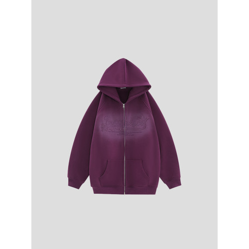 INSstudios 國潮牌情侶美式噴繪貼布綉連帽衛衣加絨拉鍊外套 INSstudios 國潮牌情侶美式噴繪貼布綉連帽衛衣加絨拉鍊外套