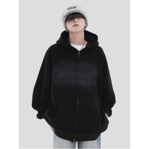 INSstudios 國潮牌情侶美式噴繪貼布綉連帽衛衣加絨拉鍊外套 INSstudios 國潮牌情侶美式噴繪貼布綉連帽衛衣加絨拉鍊外套