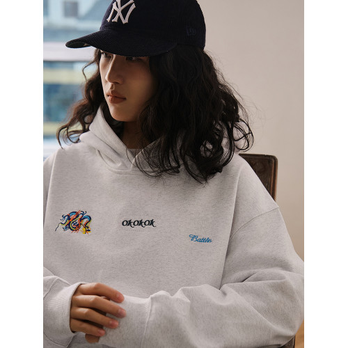 Battles 龍年限定刺綉連帽衛衣420g重磅美式休閒帽衫寬松