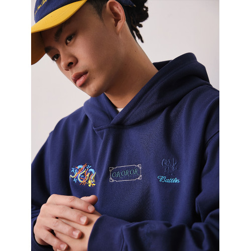 Battles 龍年限定刺綉連帽衛衣420g重磅美式休閒帽衫寬松