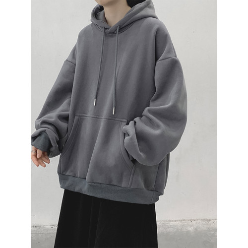 純色連帽衛衣男2025新款秋冬季新款潮牌寬松休閒加絨加厚情侶外套 純色連帽衛衣男2025新款秋冬季新款潮牌寬松休閒加絨加厚情侶外套