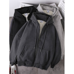 Hoodie loose zipper hoodie coat 開衫衛衣寬松拉鍊連帽加絨外套