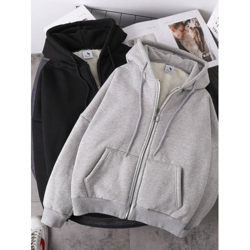 Hoodie loose zipper hoodie coat 開衫衛衣寬松拉鍊連帽加絨外套