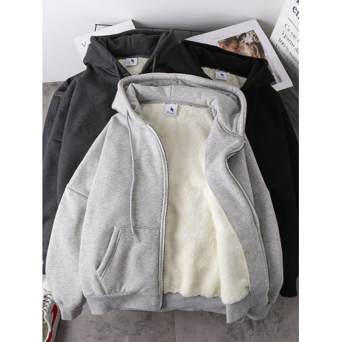 Hoodie loose zipper hoodie coat 開衫衛衣寬松拉鍊連帽加絨外套
