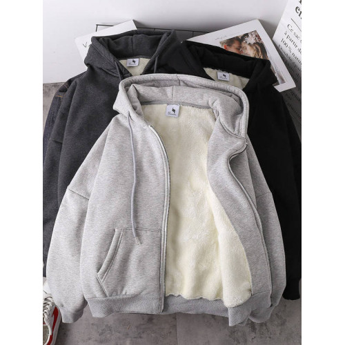 Hoodie loose zipper hoodie coat 開衫衛衣寬松拉鍊連帽加絨外套