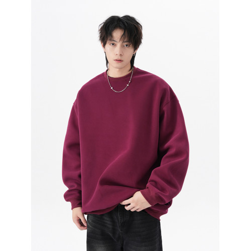 重磅純色圓領衛衣男秋季潮牌寬松套頭長袖外套高街簡約情侶打底衫 重磅純色圓領衛衣男秋季潮牌寬松套頭長袖外套高街簡約情侶打底衫