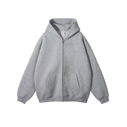 淺灰色大帽子廓形衛衣男款秋冬季加絨美式開衫外套重磅硬挺連帽衫 淺灰色大帽子廓形衛衣男款秋冬季加絨美式開衫外套重磅硬挺連帽衫