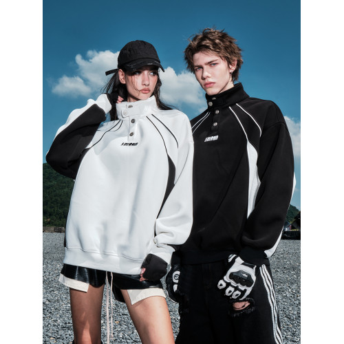 王奕同款FORNINES立領重磅加絨衛衣男款潮牌秋冬情侶美式厚外套女