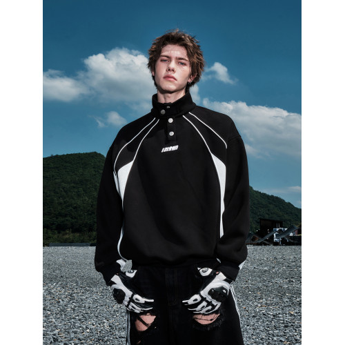 王奕同款FORNINES立領重磅加絨衛衣男款潮牌秋冬情侶美式厚外套女