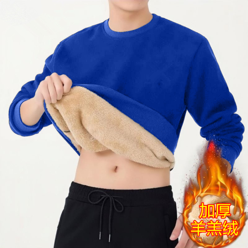 秋冬加絨加厚羊羔絨衛衣男士休閒圓領套頭寬松保暖防寒外套打底衫 秋冬加絨加厚羊羔絨衛衣男士休閒圓領套頭寬松保暖防寒外套打底衫