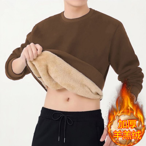秋冬加絨加厚羊羔絨衛衣男士休閒圓領套頭寬松保暖防寒外套打底衫 秋冬加絨加厚羊羔絨衛衣男士休閒圓領套頭寬松保暖防寒外套打底衫