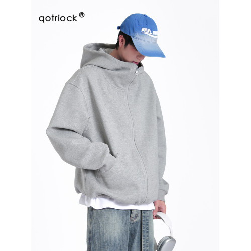 美式重磅復古連帽衛衣男秋冬季2024潮高級感寬松boxy加厚帽衫外套 美式重磅復古連帽衛衣男秋冬季2024潮高級感寬松boxy加厚帽衫外套