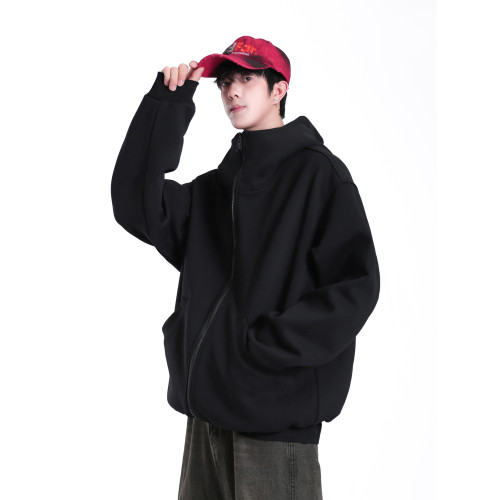 美式重磅復古連帽衛衣男秋冬季2024潮高級感寬松boxy加厚帽衫外套 美式重磅復古連帽衛衣男秋冬季2024潮高級感寬松boxy加厚帽衫外套