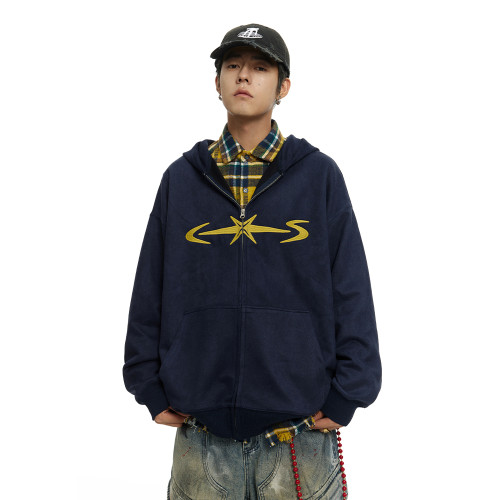 CoosRetro美式350g重磅仿麂皮寬松連帽衛衣春秋休閒寬松開衫外套 CoosRetro美式350g重磅仿麂皮寬松連帽衛衣春秋休閒寬松開衫外套