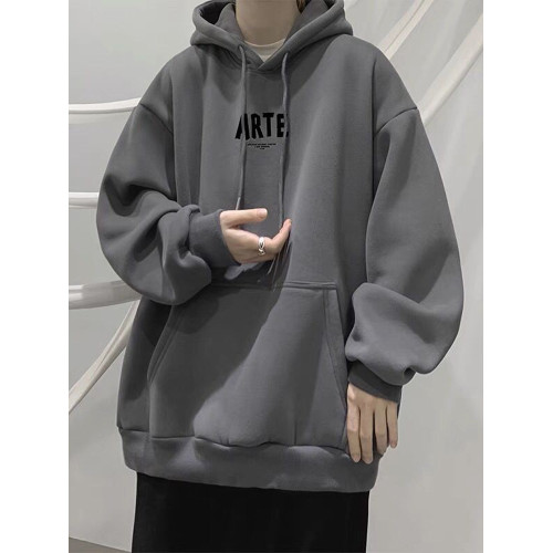 重磅純棉秋冬加絨加厚連帽衛衣男士美式潮牌簡約字母寬松休閒外套 重磅純棉秋冬加絨加厚連帽衛衣男士美式潮牌簡約字母寬松休閒外套