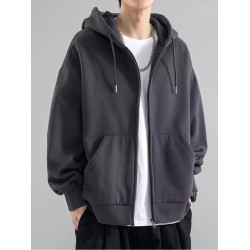 開衫衛衣男秋冬裝美式潮牌夾克連帽上衣港風寬松重磅100%純棉外套