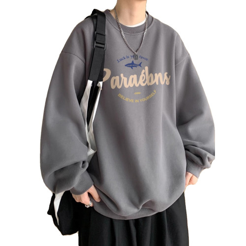 墨綠色美式字母印花港風無帽圓領衛衣男秋冬加絨加厚百搭潮流外套 墨綠色美式字母印花港風無帽圓領衛衣男秋冬加絨加厚百搭潮流外套