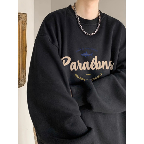 墨綠色美式字母印花港風無帽圓領衛衣男秋冬加絨加厚百搭潮流外套 墨綠色美式字母印花港風無帽圓領衛衣男秋冬加絨加厚百搭潮流外套