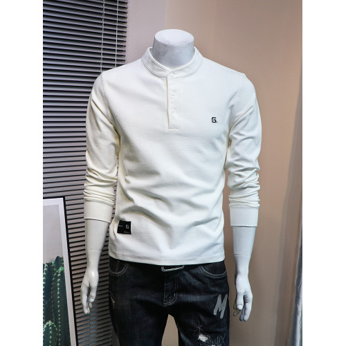 歐洲站秋冬新款帥氣衛衣男潮休閒簡約純色刺綉潮男亨利領長袖T恤 歐洲站秋冬新款帥氣衛衣男潮休閒簡約純色刺綉潮男亨利領長袖T恤