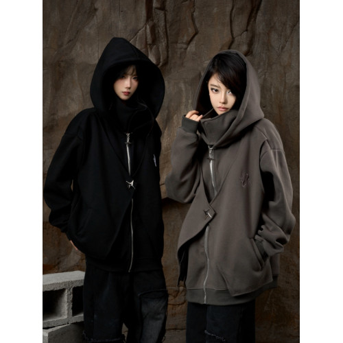 ZCNT逅來者2024秋季潮牌立領拉鍊假兩件寬松休閒連帽男女衛衣 ZCNT逅來者2024秋季潮牌立領拉鍊假兩件寬松休閒連帽男女衛衣