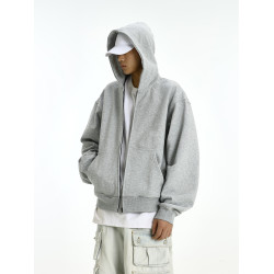 春秋cleanfit灰色連帽衛衣男女美式復古休閒boxy短款寬松外套帽衫